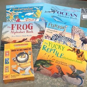 Great set of exploring, learning books, and set of 3 "Where the wild things are"